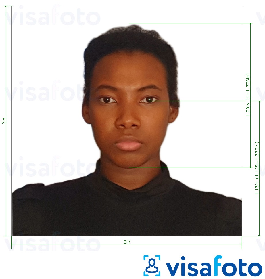 Ví dụ cho ảnh với Hộ chiếu Cộng hòa Dominica 2x2 inch cùng kích cỡ xác định chính xác.