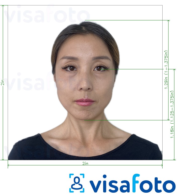 Ví dụ cho ảnh với Visa Thái Lan 2x2 inch (từ Hoa Kỳ) cùng kích cỡ xác định chính xác.