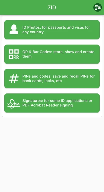 Aplicativo 7ID: digitalize, crie e armazene códigos QR