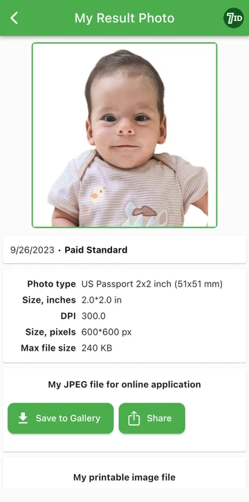 Beispiel für ein Babypassfoto