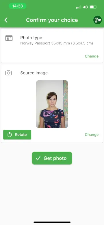 7ID App: Norge Passport Photo Background Editor