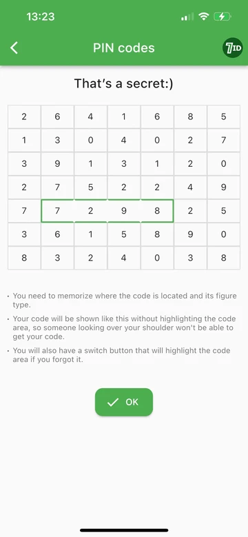 7ID: کدهای پین خود را ایمن در یک برنامه نگه دارید