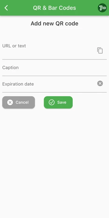 7ID ایپ: یو آر ایل سے کیو آر کوڈ جنریٹر