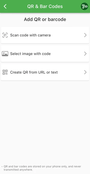 Application 7ID : Ajouter un QR ou un code barre