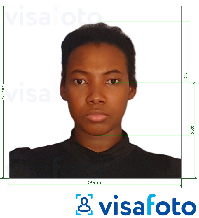 Ví dụ cho ảnh với Visa 5x5 cm cùng kích cỡ xác định chính xác.