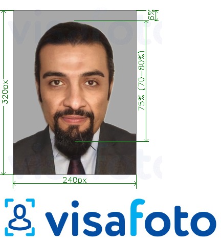 Ví dụ cho ảnh với Thẻ ID Bahrain 240x320 pixel cùng kích cỡ xác định chính xác.