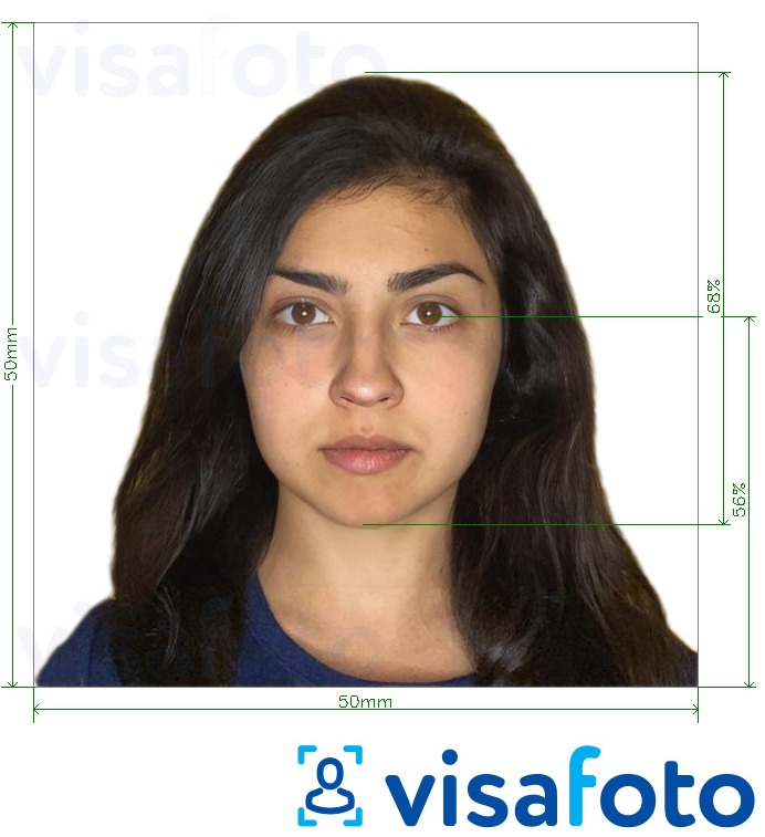Ví dụ cho ảnh với Visa Chile 5x5 cm cùng kích cỡ xác định chính xác.
