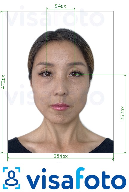 Ví dụ cho ảnh với Trung Quốc 354x472 pixel với mắt trên đường chéo cùng kích cỡ xác định chính xác.