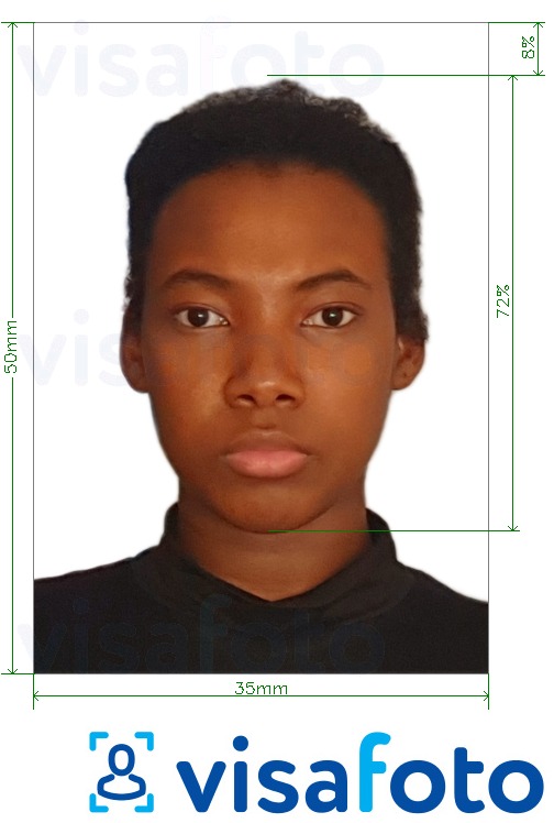 Ví dụ cho ảnh với Visa Guinea Conakry 35x50mm cùng kích cỡ xác định chính xác.