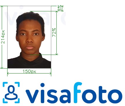 Ví dụ cho ảnh với Visa điện tử Guinea Conakry cho paf.gov.gn cùng kích cỡ xác định chính xác.