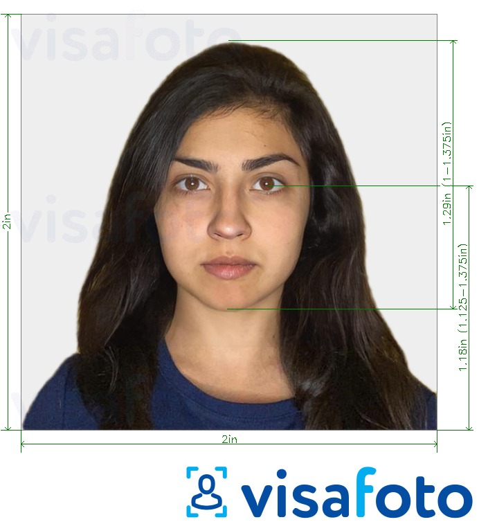 Ví dụ cho ảnh với Visa của Ấn Độ (2x2 inch, 51x51mm) cùng kích cỡ xác định chính xác.