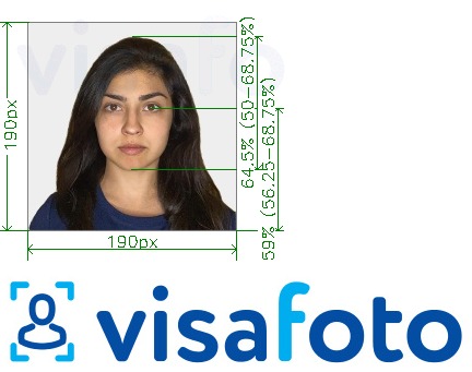Ví dụ cho ảnh với Visa của Ấn Độ 190x190 px qua VFSglobal.com cùng kích cỡ xác định chính xác.