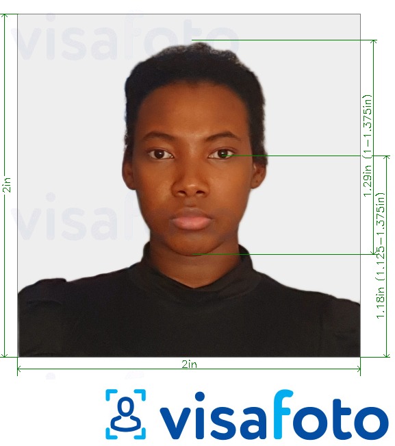 Ví dụ cho ảnh với Ảnh visa Đông Phi 2x2 inch (Kenya) (51x51mm, 5x5 cm) cùng kích cỡ xác định chính xác.