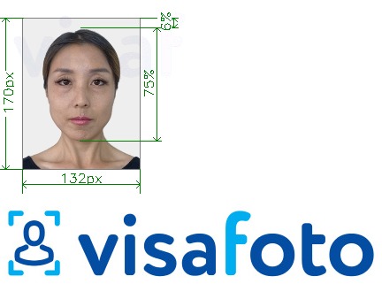 Ví dụ cho ảnh với Thái Lan visa 132x170 pixel cùng kích cỡ xác định chính xác.
